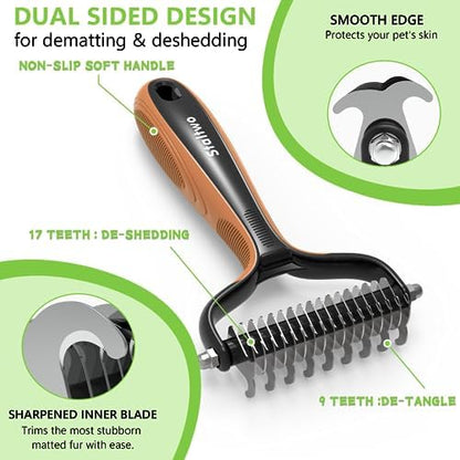Staltwo Deshedding Dog Brush for Shedding, Undercoat Rake for Dog&Cat