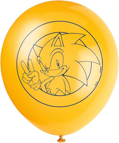 Sonic the Hedgehog Assorted Colors Printed Latex Balloons - (12") Pack of 8 - Perfect Decorations for Birthday Parties and Sonic-Themed Celebrations