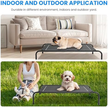 Simple Deluxe Cooling Elevated Dog Bed, Raised Portable Dog Cots Beds No-Slip Feet Durable Portable Indoor & Outdoor Pet Hammock Bed, 42x25.5x8 Inch, Black