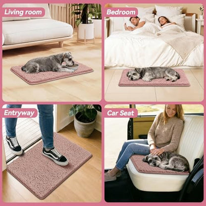 Bcoimo Super Absorbent Dog Door Mat, 30"*20" Anti Slip Mat for Muddy Paws
