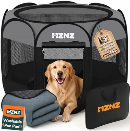 Dog Cat Small Animal Puppy Playpen with Pee Pad, Large, Dark Grey