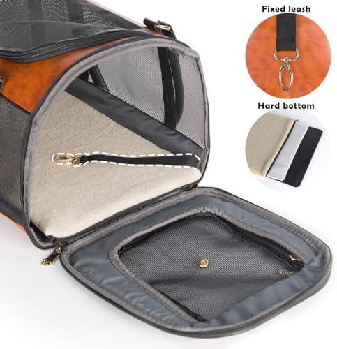 Dog Soft-Sided Carriers Pet Carrier for Small Dogs Cats, Fashion PU Leather Small Dog Carrier Pet Purse, Airline Approved Travel Pet Carrier for Puppy Kitten Small Animals