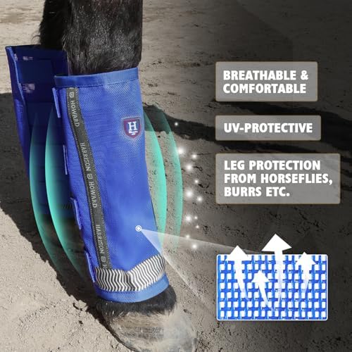 Harrison Howard Loose-Fitting Horse Fly Boots UV-Protective, Durable Fine Mesh Leggins with Reflective Strips (Set of 4)