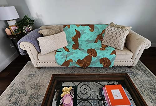 Caroline's Treasures MLM1017LQB Chocolate and Tan Dachshund Quilted Blanket 50x60 Artwork Pattern Quilted Throw Blanket for Bed, Couch, Sofa, Soft and Lightweight