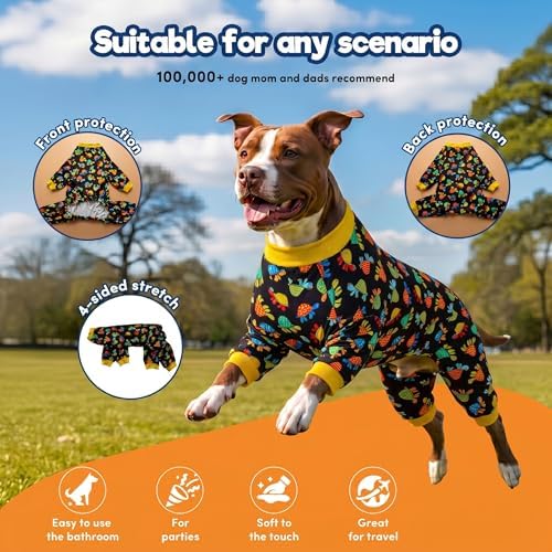 LovinPet Large Dog Outfits, Large Dog Pjs, Black Turtle Print, XL