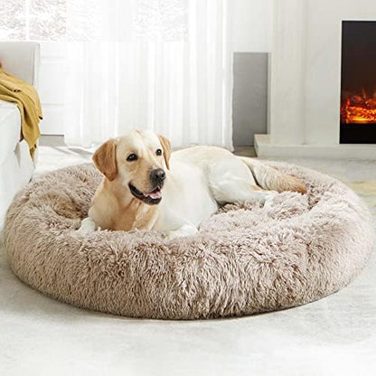 Western Home Calming Donut Large Dog Bed Pet Bed,36" Brown