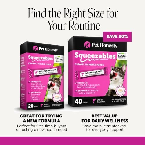 Pet Honesty Vet Backed Cat Multivitamin Lickable Puree, Salmon, 40 Ct