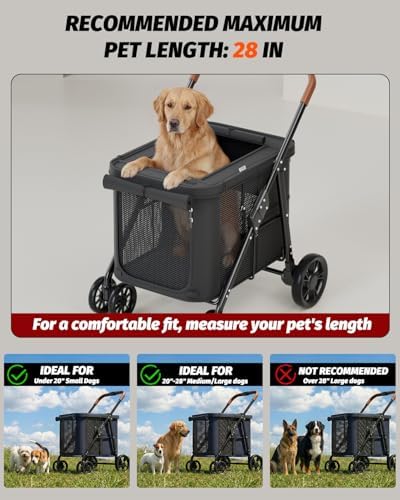 Dog Stroller for Large & Medium Dogs Up to 80 Lbs, Black