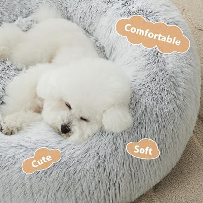 WNPETHOME Medium Round Calming Dog Bed Cat Bed for Comfy Sleep