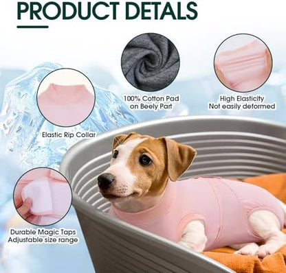 Kuoser Dog Recovery Suit, Female Male Spay Neuter Surgery Suit, Pink, S