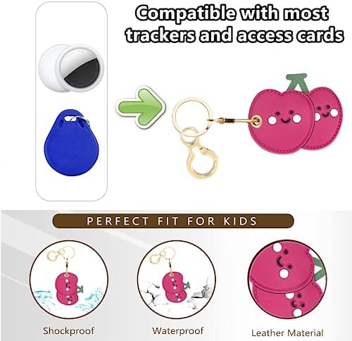 BORKUANA PU Leather Keychain Holder Protective Case Compatible with AirTag