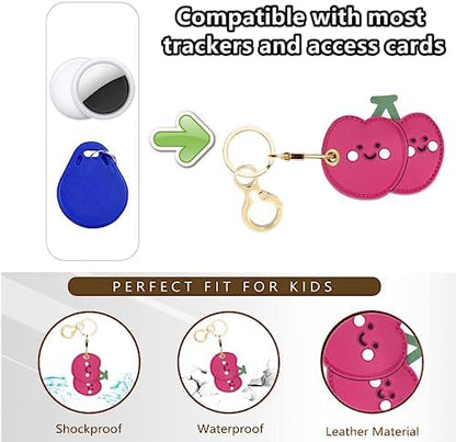 BORKUANA PU Leather Keychain Holder Protective Case Compatible with AirTag