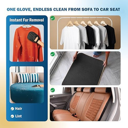 Pet Hair Removal Glove & Mitt for Couch, Furniture & Car Seat, Electrostatic 5-Finger Pet Hair Remover Tool for Dogs & Cats, Reusable Lint & Fur Remover for Carpet, Sofa & Clothing (1 Pack)