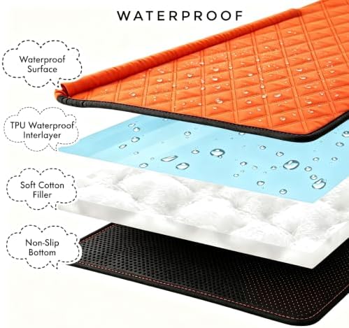 Cooling Dog Couch Bed with Head Support, Waterproof Sofa Cover, Orange, M