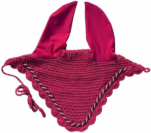 Elegant Horse Ear Bonnet, Fly Veil & Fly Mask – Superior Fly Protection with Style and Comfort for Every Ride (HOT Pink/Fushia, Pony)
