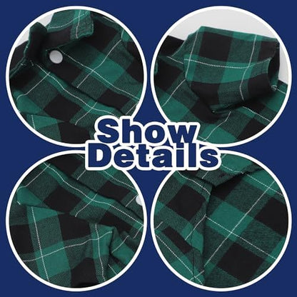 Paiaite Plaid Dog Shirt: Classic CheckeGreen Style in Pure Cotton for Large, Medium, and Small Breeds, Comfort, Breathability, and Elegance. Perfect for Everyday Wear, and Photoshoots Green 3XL