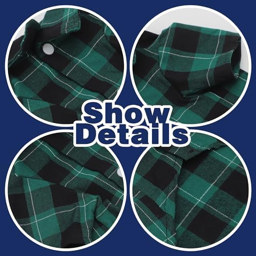 Paiaite Plaid Dog Shirt: Classic CheckeGreen Style in Cotton for Large, Medium, and Small Breeds, Comfort, Breathability, and Elegance Dog Clothes. Perfect for Everyday Wear, and Photoshoots Green 4XL