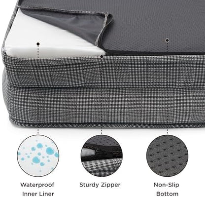 Bedsure Orthopedic Dog Beds Large Sized Dog - Washable Large Dog Cat Bed Waterproof, Comfort Dogs Couch Sofa with Washable Removable Cover, Pet Bed with Nonskid Bottom, Argyle Black-Checks, 35"