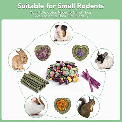 Rabbit Chew Toys Teeth Timothy Hay Sticks, Guinea Pig Chew Treats Toys