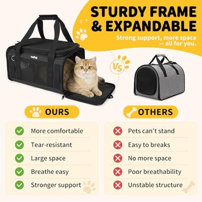 Apollo Walker Cat Carrier Airline Approved Expandable Black