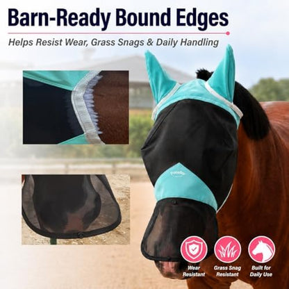 Horse Fly Mask for Horses with Ears and Nose Cover