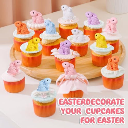 120PCS Miniature Resin Rabbit Easter Bunny Figurines for Easter Egg Fillers