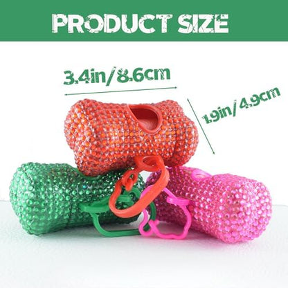Bling Dog Poop Pickup Bag Dispenser Holder Pet Waste Disposal Bag Pet Trash Bags Holder Bone Shaped Green