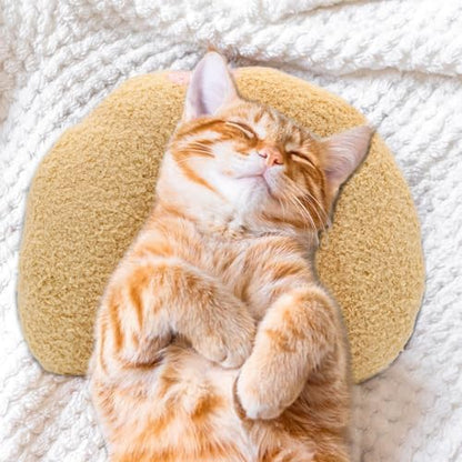 Andiker Pillows for Cats, U Shape Soft Fluffy Kitten Pillow to Lay On Cat Bed Pillow Ultra Soft Pet Pillow for Cat Fluffy Cats Pillows for Indoor Cats and Puppies to Improve Sleep Quality (Yellow)