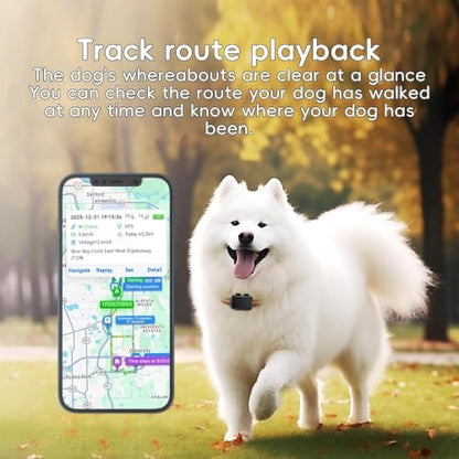 GPS Tracker for Dogs, 4G Waterproof Pet Tracker with Real-Time GPS Tracking, Virtual Fence & Location History, Subscription Required
