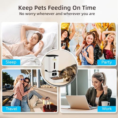 7L Automatic Cat Feeder, WiFi Timed Food Dispenser for Cats Small Pets