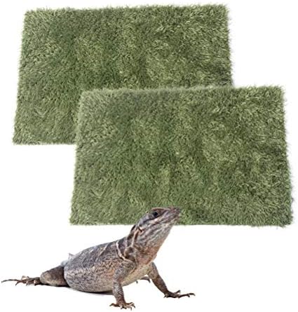 kathson 2pcs Reptile Carpet Terrarium Liner Tortoise Bedding Reptile Substrate Liner Mat Pet Cage Mats Supplies for Lizard Snake Bearded Dragon Gecko Chameleon Turtle Iguana (11.81 X 7.87 in)