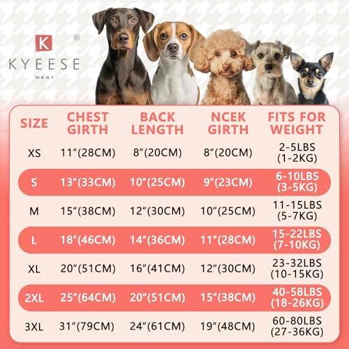 KYEESE Dog Christmas Pajamas for Small Dog Velvet Onesie with Red Snowflake