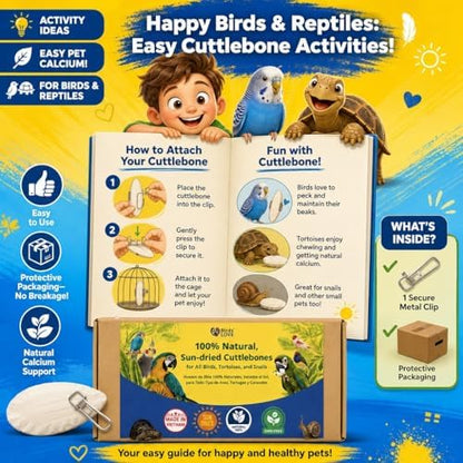 Birds LOVE 3.5-4″ Cuttlebone for Birds – 100% Natural Sun-Dried Calcium & Beak Conditioning Supplement for Parakeets, Budgies, Cockatiels, Finches & Canaries – 4 Pack with Holder – Made in Vietnam