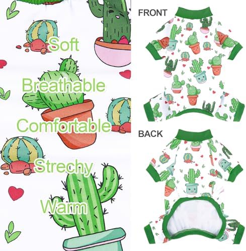 XPUDAC 4 Pieces Dog Pajamas Soft Strechy Puppy Onesies Pet Clothes for Small Medium Dogs Boy Girl Cat Pet Outfit, S