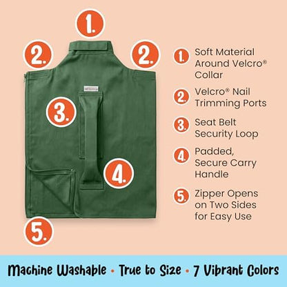 Cat-in-the-Bag Cozy Comfort Carrier - Extra Large Green Pet Carrier and Cat Carrier Soft for Cutting Nails, Vet Visits, Medication Administration, Dental Care, & Travel