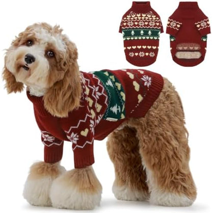 IECOii Warm Dog Sweater, Turtleneck Knitted Winter Clothes for Cold Weather
