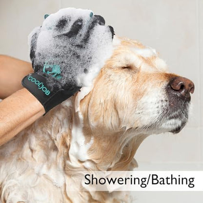 COOLJOB Patented Pet Grooming Gloves with Web, Dog Washing, Bathing, Medium