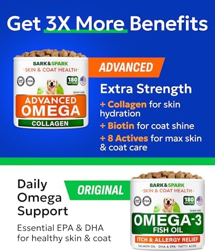 Advanced Omega 3 + Collagen for Dogs - Fish Oil for Skin & Joints Health