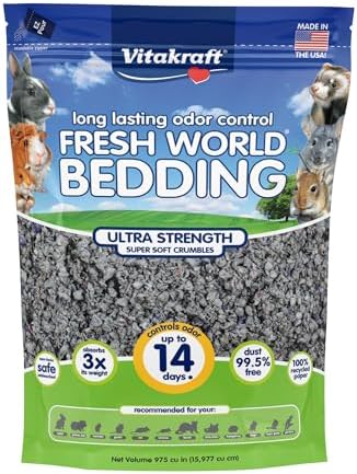 Vitakraft Fresh World Small Animal Bedding - Ultra Strength - Pet Bedding for Litter Boxes and Cages (16 L),Gray, 975 cu in