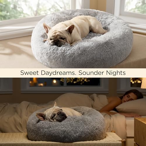 Bedsure Calming Dog Bed Medium Size Dog Donut Washable Pet Bed,30ins