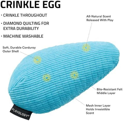 Playology Durable Plush Toy - Crinkle Egg - Jumbo, Peanut Butter Scent