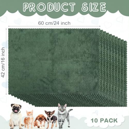 VitalCozy 10Pcs Guinea Pig Cage Liner Washable, Grid, 18x24 Inch, Green