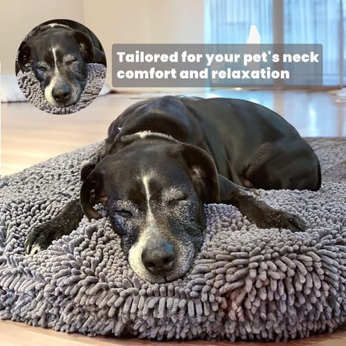 Muddy Mat® Cloud K-9 Dog Beds for Small Dogs & Cats, Soft & Relaxing Round Dog Bed, Chenille Material, Removable Cover, Washable & Dryer Safe – Grey Small(25'x25')