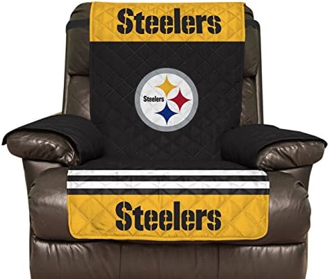 Pegasus Sports NFL Pittsburgh Steelers Furniture Protector with Elastic Straps, Recliner, Black