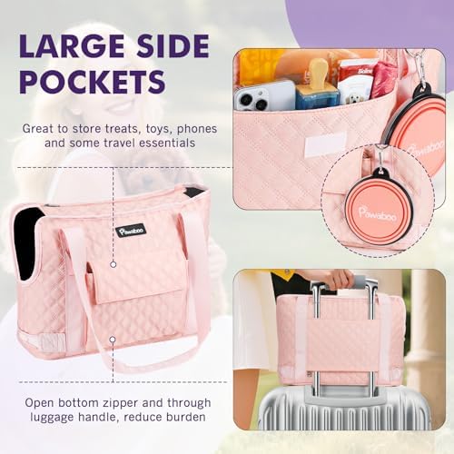 Pawaboo Dog Purse Carrier for Small Dogs with Pocket,Up to 11Lbs