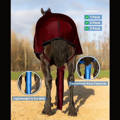 RESISTANCE Spandex Horse Tail Bag Only for Horses - 23"x10" Ties, Nylon Material - to Keep The Horse Tail Clean and Protected - Burgundy (Pack of 2)