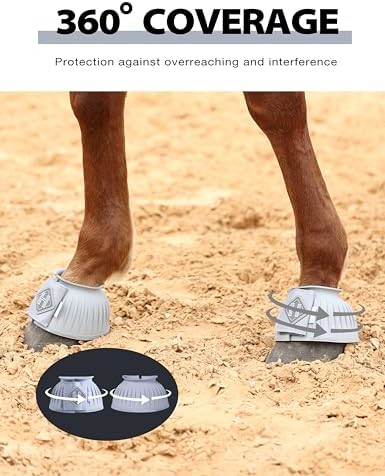 Harrison Howard Rubber Bell Boots for Horses, Hoof Overreach Protection for Horses, w/Upgraded Leather Touch Tape