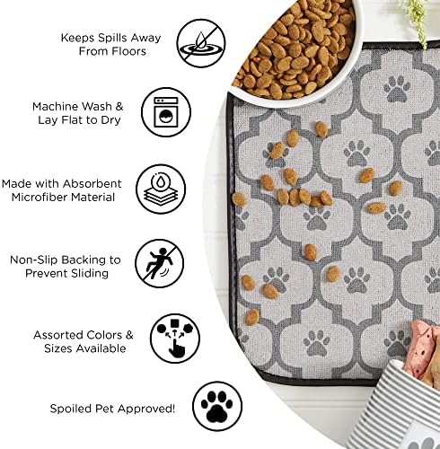 Bone Shape Embroidered Pet Feeding Placemat Brown by Bone Dry