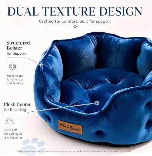 Royal Blue Cat Bed for Indoor Cats, Removable Cushion Bed