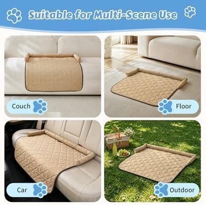 Cooling Dog Bed Mats with Neck & Head Support, 35.43 x31.5 inch Khaki